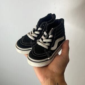 VANS Black and White High Top Zip Back Sneakers Size 5.5